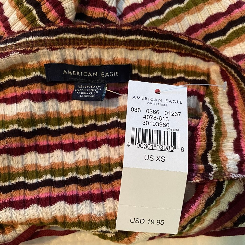 NWT American Eagle Striped Cropped Halter Tank - Picture 7 of 7